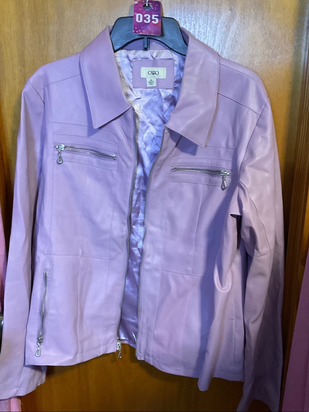 Cato Lavender Faux Leather Zip Jacket
